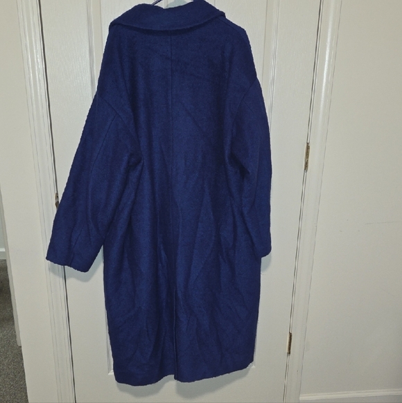 Vero Moda Curve Blue Long Wool Coat - Picture 4 of 6